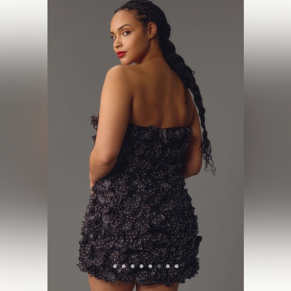 Maeve By Anthropologie Black And White 3D Polka Dot Floral Mini Dress SZ 12P NWT - Picture 7 of 15